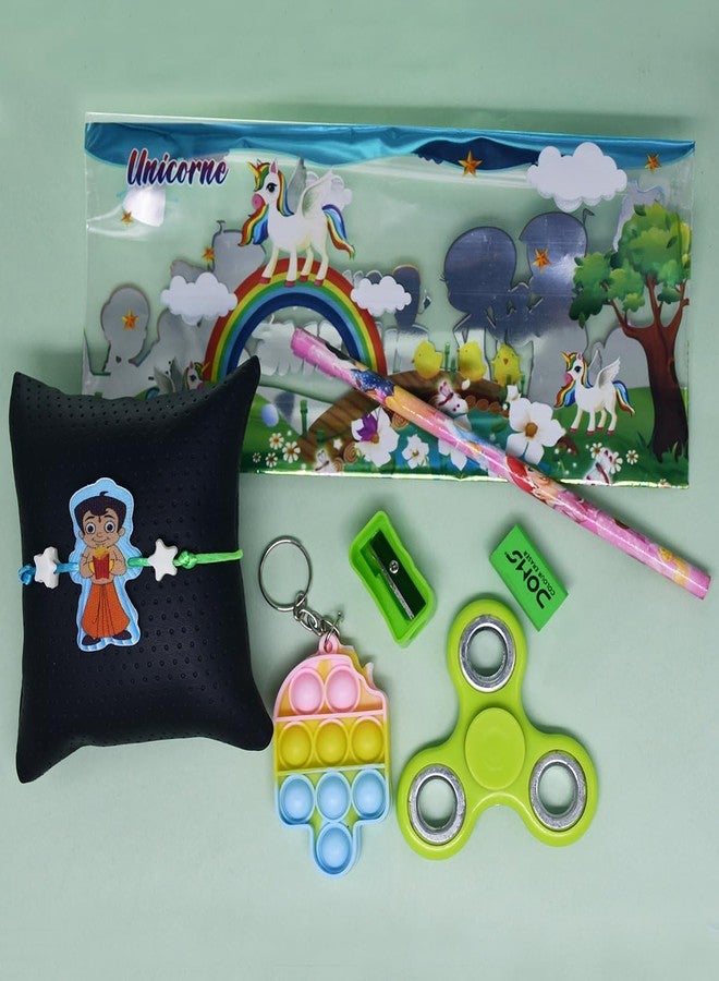 Saugat Traders Rakhi for Kids with Gift | Cartoon Rakhi for Brother Kids with Stationary Kit Gift Pack and Popit Toys Keychain | Raksha Bandhan Gift for Nephew, Niece, Kid Girls, Boys - Image 1